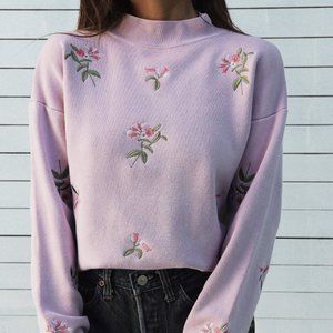 CryBaby lavender embroidered floral sweater